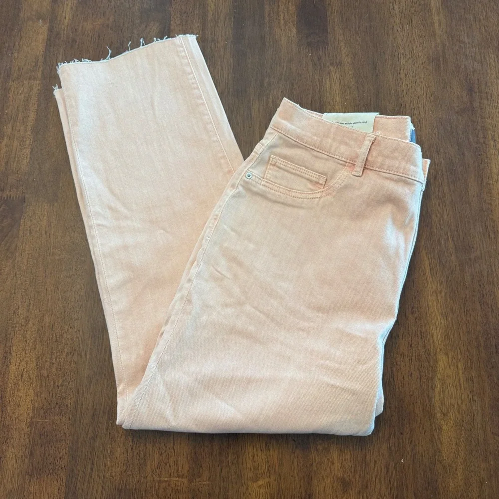DL1961 Patti Straight High Rise Vintage Ankle Jeans Bellini Raw Peach 31 NEW